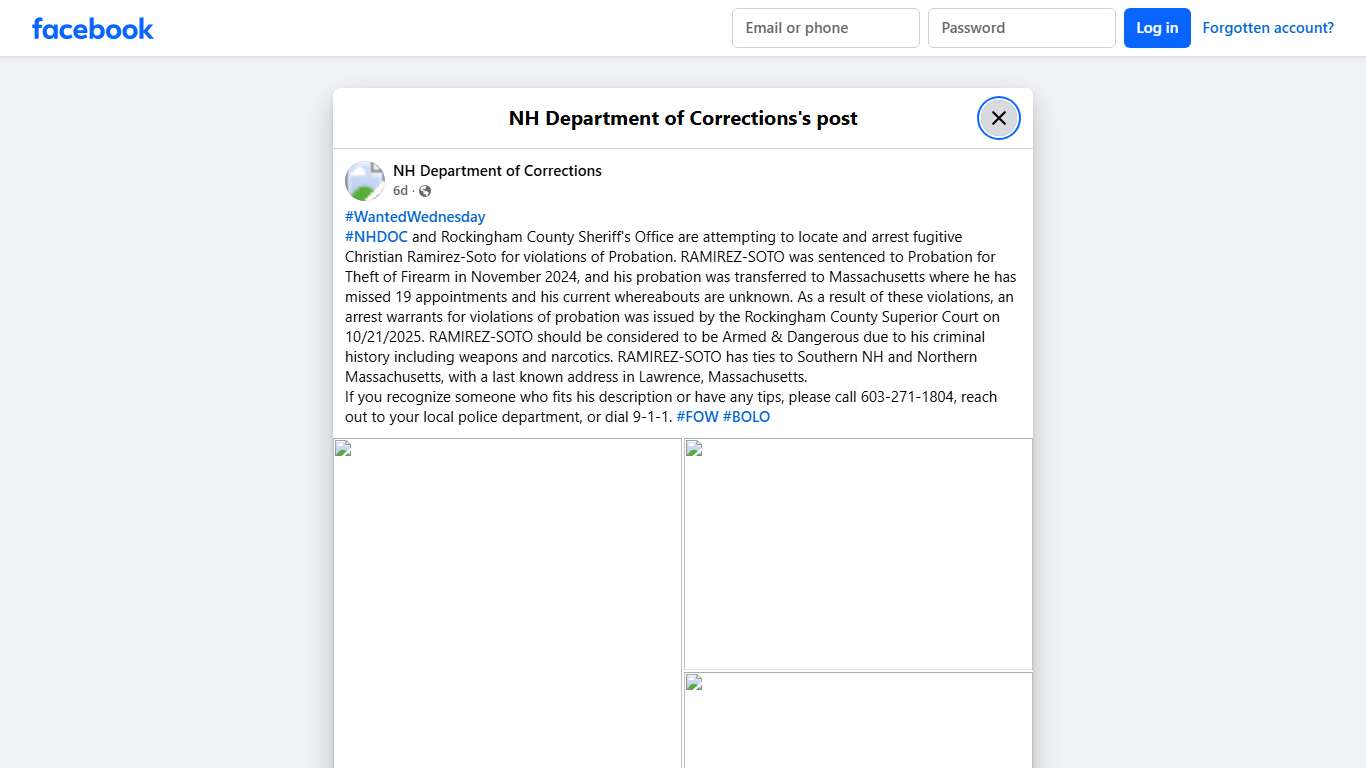 #WantedWednesday #NHDOC and... - NH Department of Corrections | Facebook