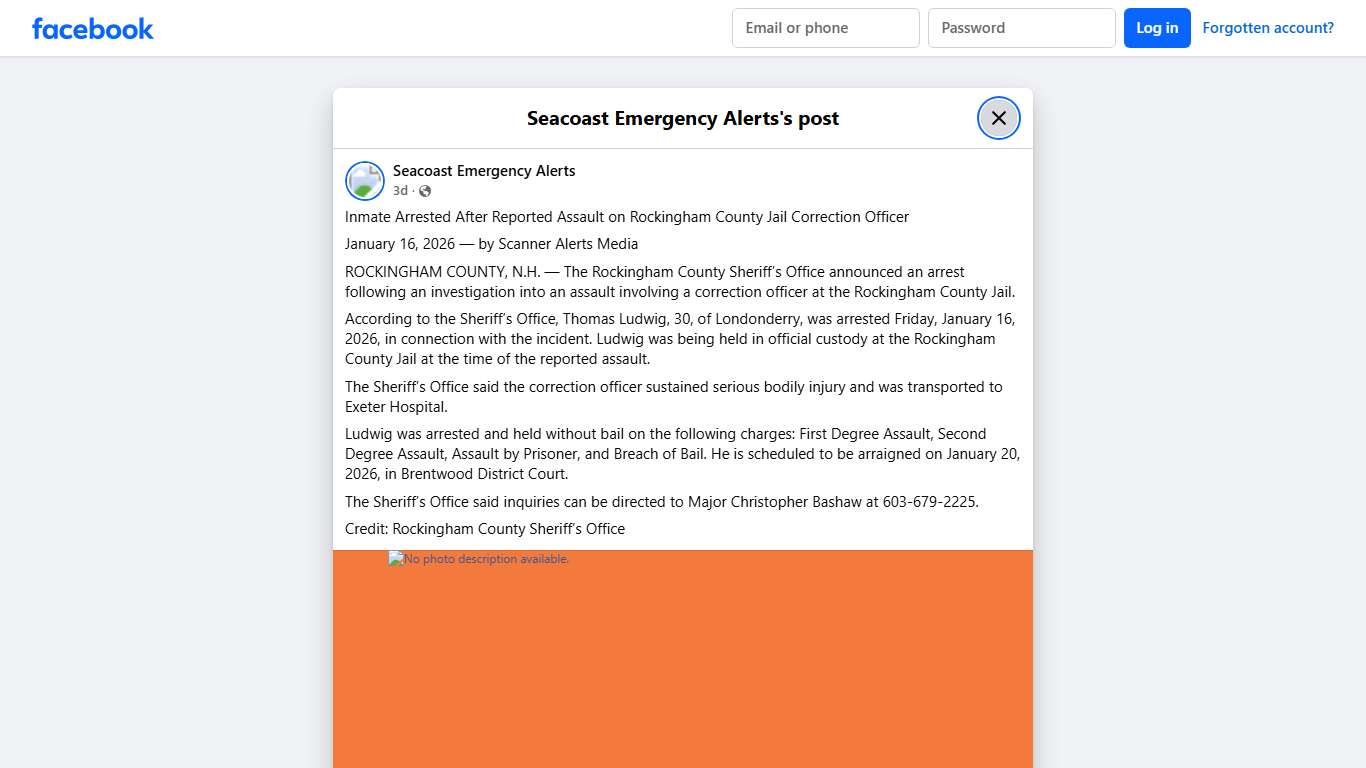 Inmate Arrested After Reported... - Seacoast Emergency Alerts | Facebook